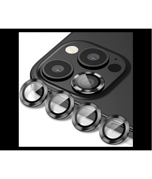Set Folie Sticla Camera Individuala, Compatibila Cu IPhone 15 Pro / 15 Pro Max, Black